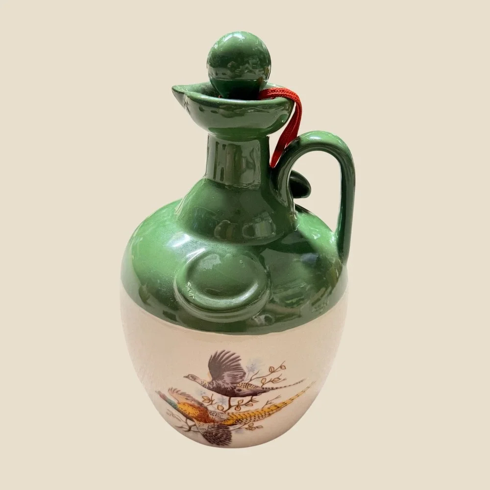 Vintage‎ Bunratty Mead Ceramic Decanter Jug Pheasant Bird Green Stopper 7.5